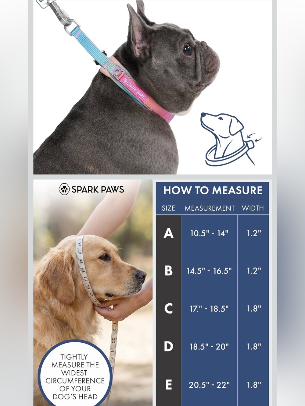 Spark Paws Pink & Blue Gradient Reflective Dog Collar size C